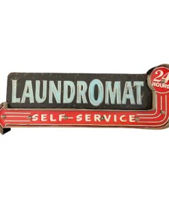 Retro Skilt LAUNDROMAT med lys billigt køb tilbud online shopping