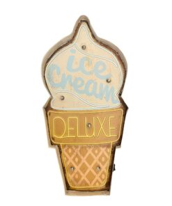 Retro Skilt ICE CREAM DELUXE med lys billigt køb tilbud online shopping