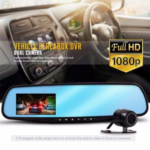 Dashcam bakspejl med front/bak kamera (Fuld HD og Nightvision) billigt køb tilbud online shopping