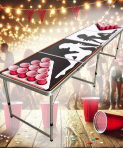 Beer Pong Bord med lys - kopper/bolde medfølger (foldbart) billigt køb tilbud online shopping