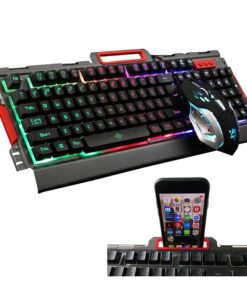 Gaming LED tastatur m/mobilholder + LED mus (metal design og vandtæt) billigt køb tilbud online shopping