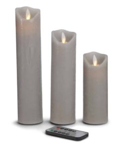 LED stearinlys - 3 stk. - 15/20/25 cm - m/3D flamme - (flere farver) billigt køb tilbud online shopping