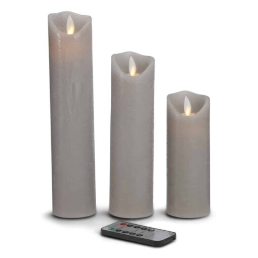 LED stearinlys - 3 stk. - 15/20/25 cm - m/3D flamme - (flere farver) billigt køb tilbud online shopping