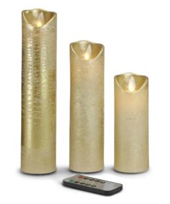 LED stearinlys - 3 stk. - 15/20/25 cm - m/3D flamme - (flere farver) billigt køb tilbud online shopping