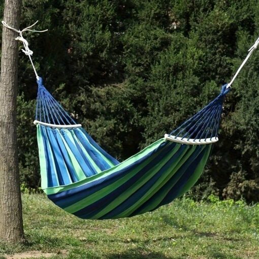 Luksuriøs Hængekøje - Blå stribet Camping Hammock billigt køb tilbud online shopping