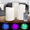 LED stearinlys - 3 stk. - 15/12/10 cm - m/fjernbetjening - 12 forskellige farver billigt køb tilbud online shopping