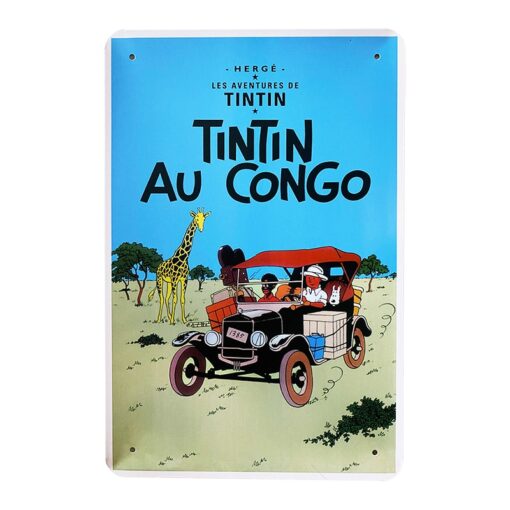 Metalskilt - TinTin Au Congo billigt køb tilbud online shopping