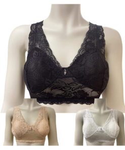 Lace Comfort BH (3 stk. i 3 farver uden bøjle) billigt køb tilbud online shopping