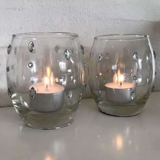 Fyrfadslys - glas m/små diamanter (2 stk.) fra SIA Home Fashion billigt køb tilbud online shopping