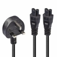 Lindy 2.5M Uk 3 Pin Plug To Iec 2 X køb billigt online shopping tilbud