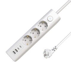 MicroConnect 3-way USB Schuko Power Strip køb billigt online shopping tilbud