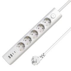 MicroConnect 5-way USB Schuko Power Strip køb billigt online shopping tilbud