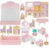 Træmøbler til Dukkehuse - 22 dele i Hvid og Pink køb billigt online shopping tilbud