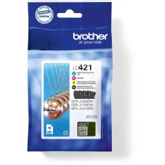 Brother LC 421 Value Pack Sort Gul Cyan Magenta 200 sider Blæk køb billigt online shopping tilbud