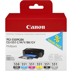 Canon PGI 550 Multi Pack Grå Sort Gul Cyan Magenta Blækbeholder 6496B005 køb billigt online shopping tilbud