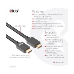 Club 3D CAC-1375 HDMI 2.1 kabel 5m Sort køb billigt online shopping tilbud