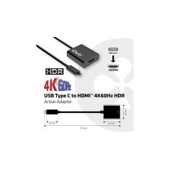 Club 3D CAC-2504 USB 3.1 Type C to HDMI 2.0 Ekstern videoadapter køb billigt online shopping tilbud