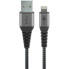 Goobay Lightning-kabel 2m braided MFi køb billigt online shopping tilbud