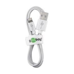 Goobay Lightning-kabel 2m hvid MFi køb billigt online shopping tilbud