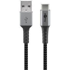 goobay USB 2.0 USB Type-C kabel 1m Sort Sølv køb billigt online shopping tilbud