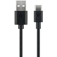 goobay USB 2.0 USB Type-C kabel 1m Sort køb billigt online shopping tilbud