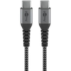 Goobay - USB-C ™ to USB-C ™ Textile Cable with Metal Plugs (Space Grey/Silver)