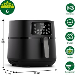 Philips Series 5000 Connected HD9285 XXL Airfryer 2kW Mørk sølv/sort køb billigt online shopping tilbud