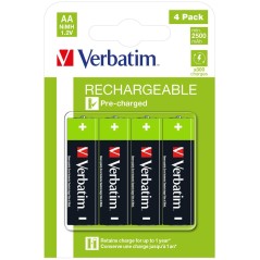 Verbatim RECHARGEABLE BATTERY AA 4 køb billigt online shopping tilbud