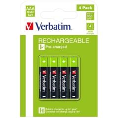 Verbatim RECHARGEABLE BATTERY AAA 4 køb billigt online shopping tilbud