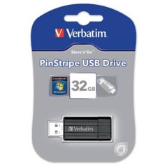 Verbatim PinStripe USB Drive 32GB USB 2.0 Sort køb billigt online shopping tilbud