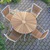 shop Mandalay Marguerit havemøbelsæt med 4 stole - Teak/hvid af mandalay - online shopping tilbud rabat hos shoppetur.dk