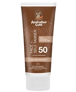 shop Australian Gold Lotion Sunscreen Face + Self Tanner SPF 50 - 88 ml af Australian Gold - online shopping tilbud rabat hos shoppetur.dk