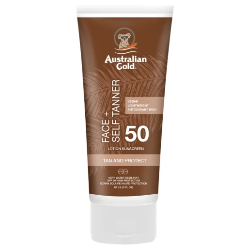 shop Australian Gold Lotion Sunscreen Face + Self Tanner SPF 50 - 88 ml af Australian Gold - online shopping tilbud rabat hos shoppetur.dk