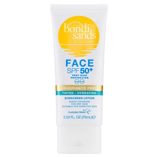 shop Bondi Sands SPF 50+ Fragrance Free Tinted Face Lotion - Hydrating 75 ml af Bondi Sands - online shopping tilbud rabat hos shoppetur.dk