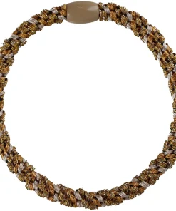 shop By Stær BRAIDED Hairtie Slim - Carry/Brown/Silver Glitter af By Str - online shopping tilbud rabat hos shoppetur.dk