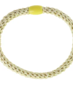 shop By Stær BRAIDED Hairtie Slim - Light Yellow Glitter af By Str - online shopping tilbud rabat hos shoppetur.dk