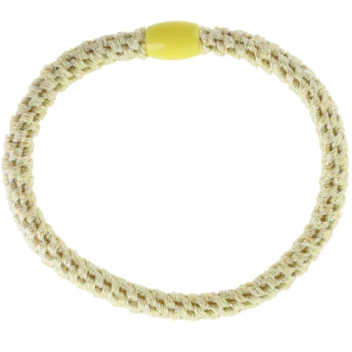 shop By Stær BRAIDED Hairtie Slim - Light Yellow Glitter af By Str - online shopping tilbud rabat hos shoppetur.dk