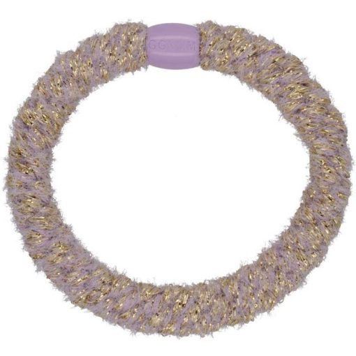 shop By Stær Flettet Hårelastik - Fluffy Light Purple & Gold af By Str - online shopping tilbud rabat hos shoppetur.dk