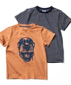 shop Friends t-shirt - Orange med print/blå med striber - 2 stk. af friends - online shopping tilbud rabat hos shoppetur.dk