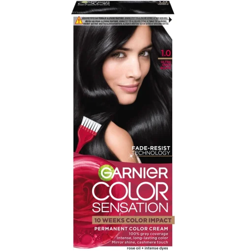 shop Garnier Color Sensation Permanent Color Cream - 1.0 Ultra Onyx Black af Garnier - online shopping tilbud rabat hos shoppetur.dk