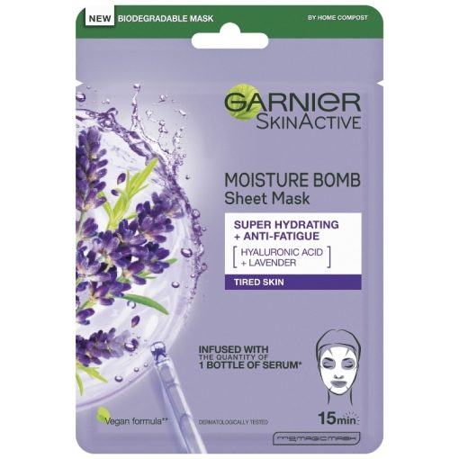 shop Garnier Skinactive Moisture Bomb Tissue Mask Lavendel 1 Piece af Garnier - online shopping tilbud rabat hos shoppetur.dk