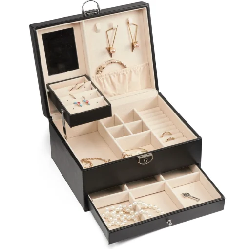 shop Gillian Jones Large Classic Jewelry Box - Black 12010 af Gillian Jones - online shopping tilbud rabat hos shoppetur.dk