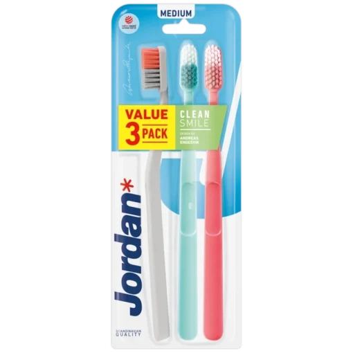 shop Jordan Clean Smile Toothbrush 3 Pack Medium af Jordan - online shopping tilbud rabat hos shoppetur.dk