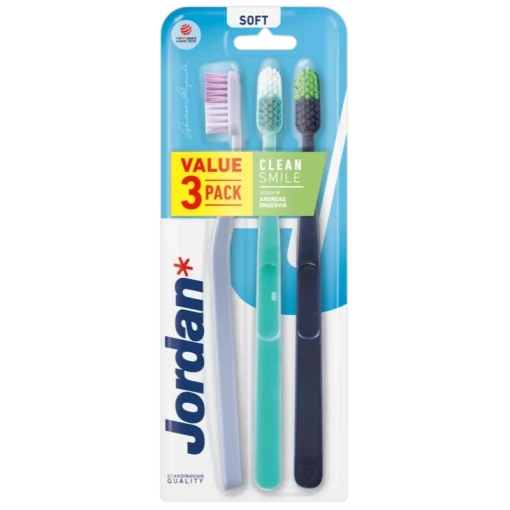 shop Jordan Clean Smile Toothbrush 3 Pack Soft af Jordan - online shopping tilbud rabat hos shoppetur.dk