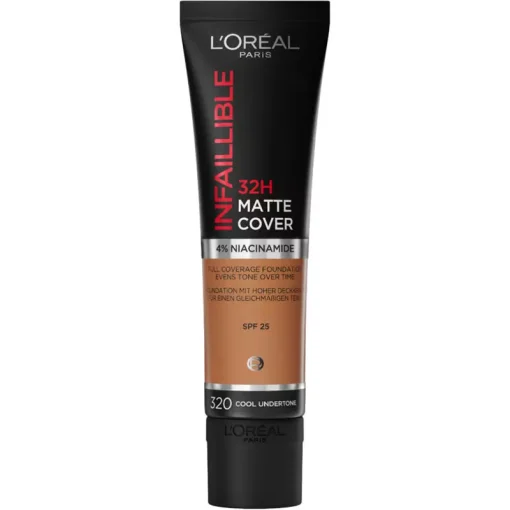 shop L'Oreal Paris Cosmetics Infaillible 32H Matte Cover Foundation 30 ml - 320 Cool Undertone af LOreal Paris - online shopping tilbud rabat hos shoppetur.dk