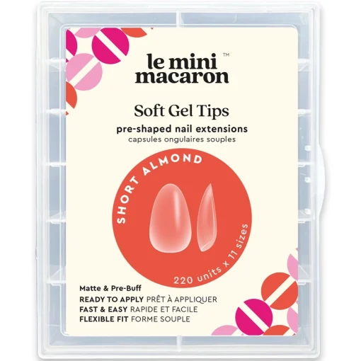 shop Le Mini Macaron Soft Gel Tips Matte & Pre Buff Effect 220 Pieces - Short Almond af Le Mini Macaron - online shopping tilbud rabat hos shoppetur.dk