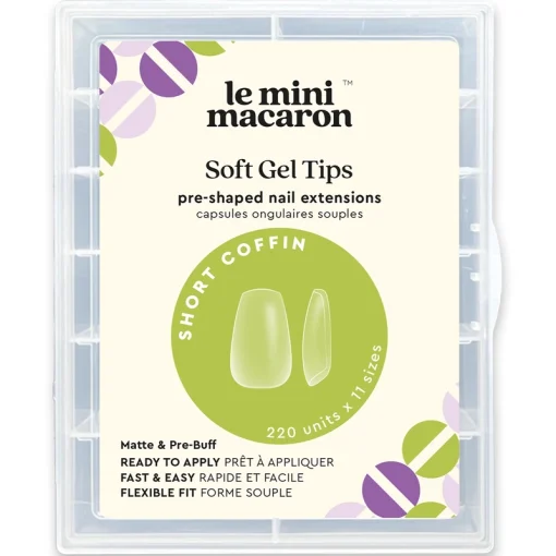 shop Le Mini Macaron Soft Gel Tips Matte & Pre Buff Effect 220 Pieces - Short Coffin af Le Mini Macaron - online shopping tilbud rabat hos shoppetur.dk