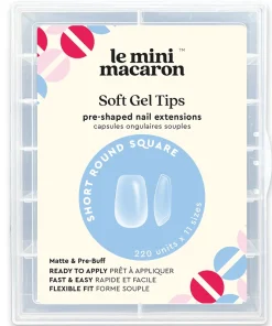 shop Le Mini Macaron Soft Gel Tips Matte & Pre Buff Effect 220 Pieces - Short Round Square af Le Mini Macaron - online shopping tilbud rabat hos shoppetur.dk