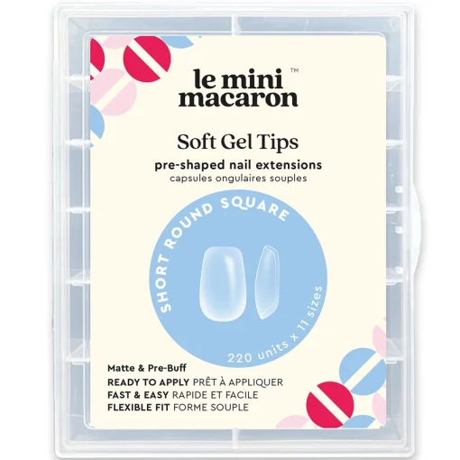 shop Le Mini Macaron Soft Gel Tips Matte & Pre Buff Effect 220 Pieces - Short Round Square af Le Mini Macaron - online shopping tilbud rabat hos shoppetur.dk