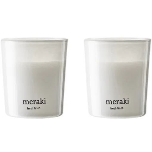 shop Meraki Scented Candle 2 x 60 gr. - Fresh Linen af Meraki - online shopping tilbud rabat hos shoppetur.dk